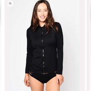 Brand New SEAFOLLY Women's Long Sleeve black Sunvest Swimsuit Size L Protection